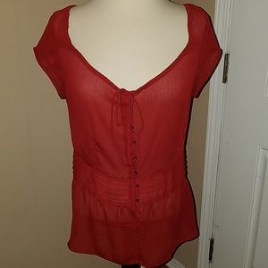 Ann Taylor maroon sheer top